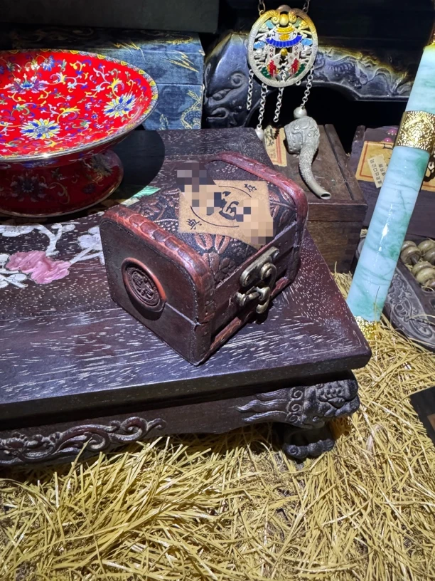 【闪购商品】木摆件小红盒火漆当木盒復古風木盒完整