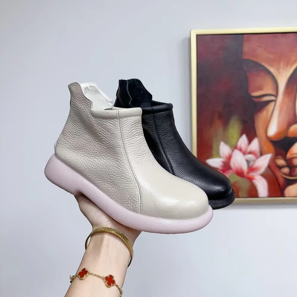 258新款后拉链圆头舒适百搭软底休闲马丁靴仓