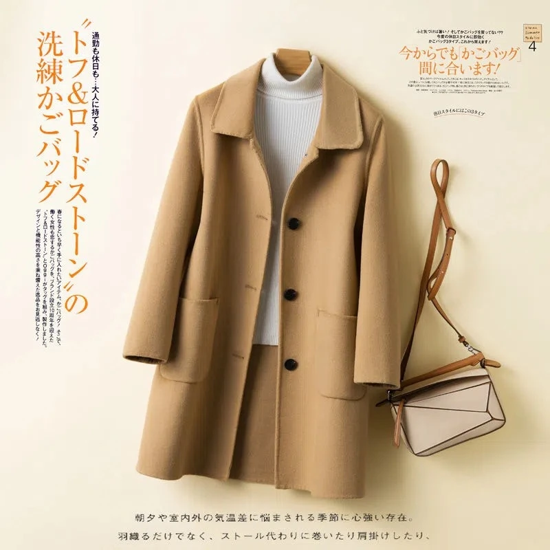 毛呢外套女中长款2025秋冬新款韩版宽松大码女装显瘦呢子大衣