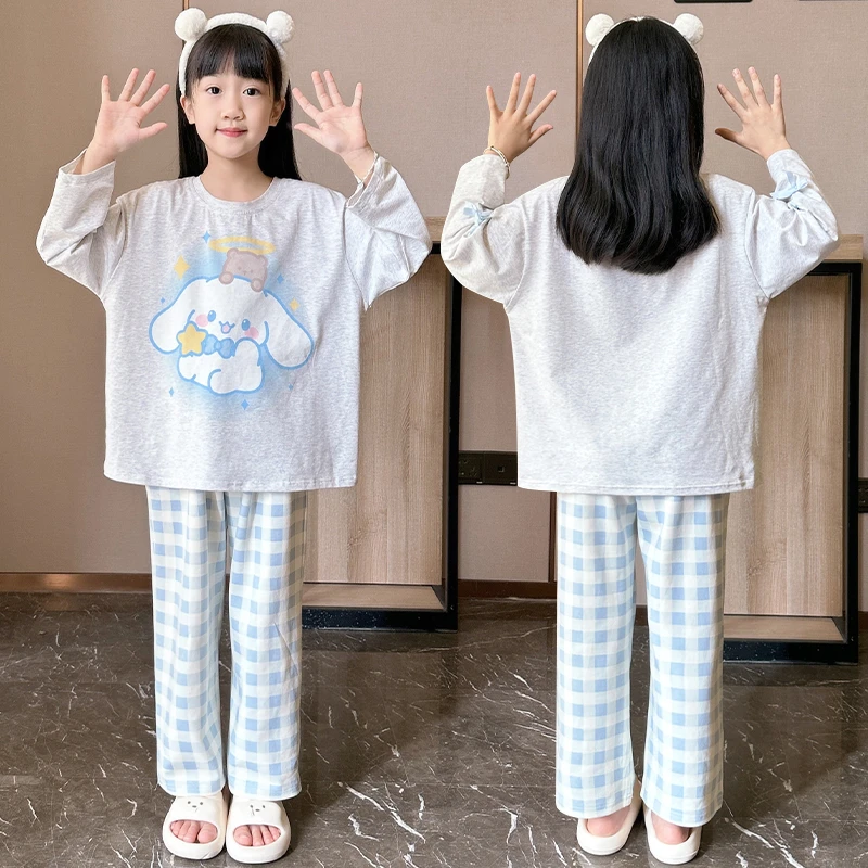 春秋季新款女童睡衣2025纯棉长袖儿童套装中大童女孩家居服可外穿