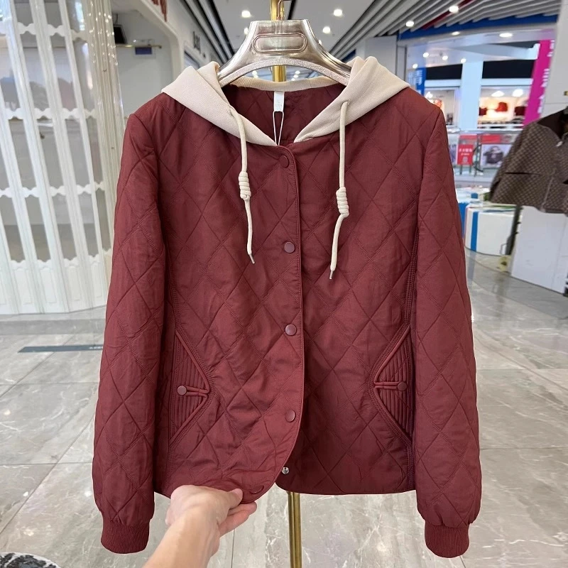 罗蒙时尚妈妈装连帽短款外套春装新款洋气减龄夹克中老年气质上衣