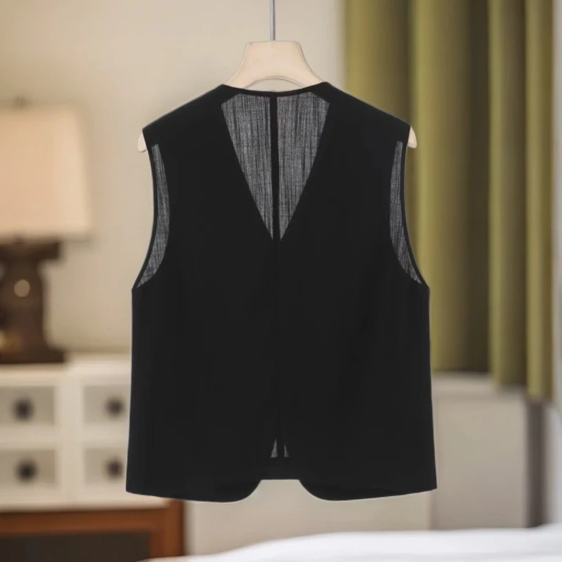 【莫奈花园】2025夏季新款V领西装韩版休闲时尚百搭无袖轻奢感马甲