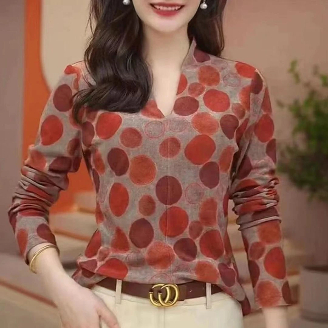 B254-长袖套头网红印花打底上衣百搭气质显瘦