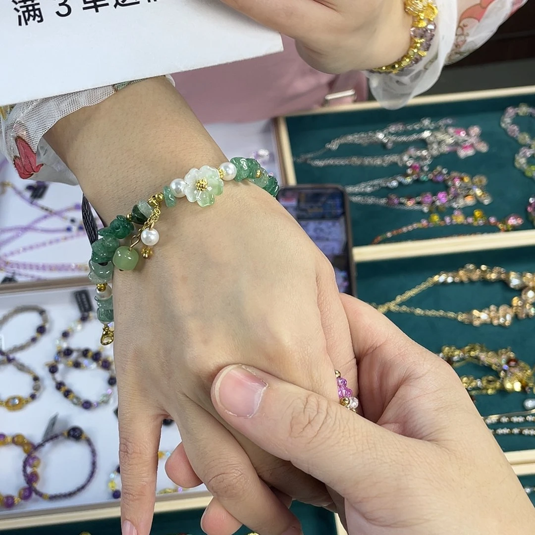 水晶手链银S925镀金镶嵌