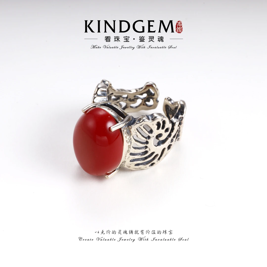 925银戒指 红色复古小众气质百搭简约精致戒指 S-32700