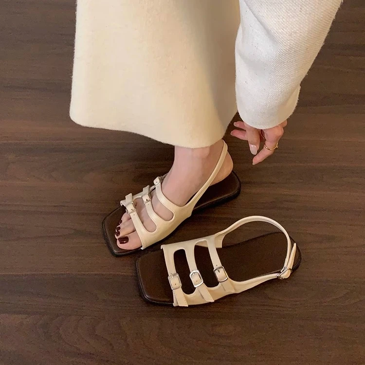 【DR设计师联名】法式小众罗马鞋露趾凉鞋女鞋外穿夏季设计感平底