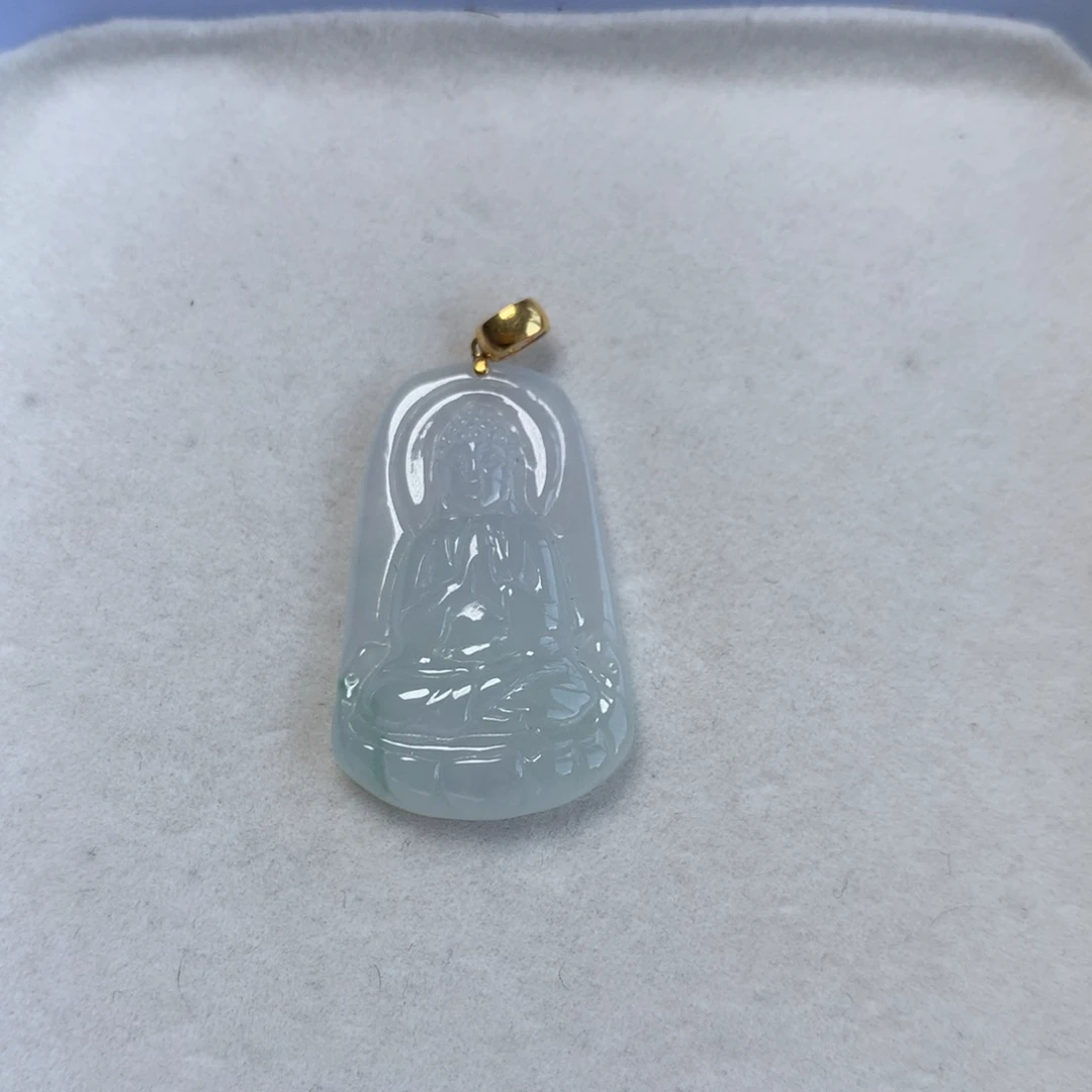 翡翠18K金镶嵌颈饰佛