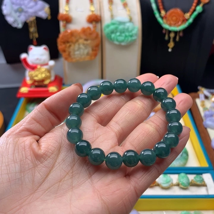 翡翠手链未镶嵌冰蓝水手串