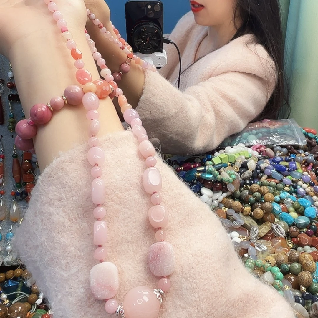 玛瑙/玉髓合金颈饰粉晶长75