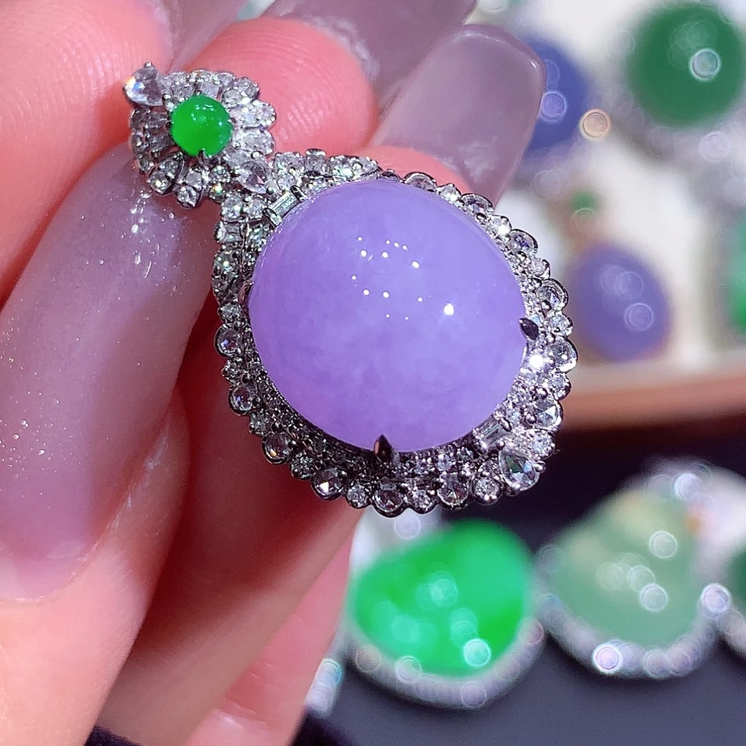 翡翠18K金镶嵌吊坠(不含链)