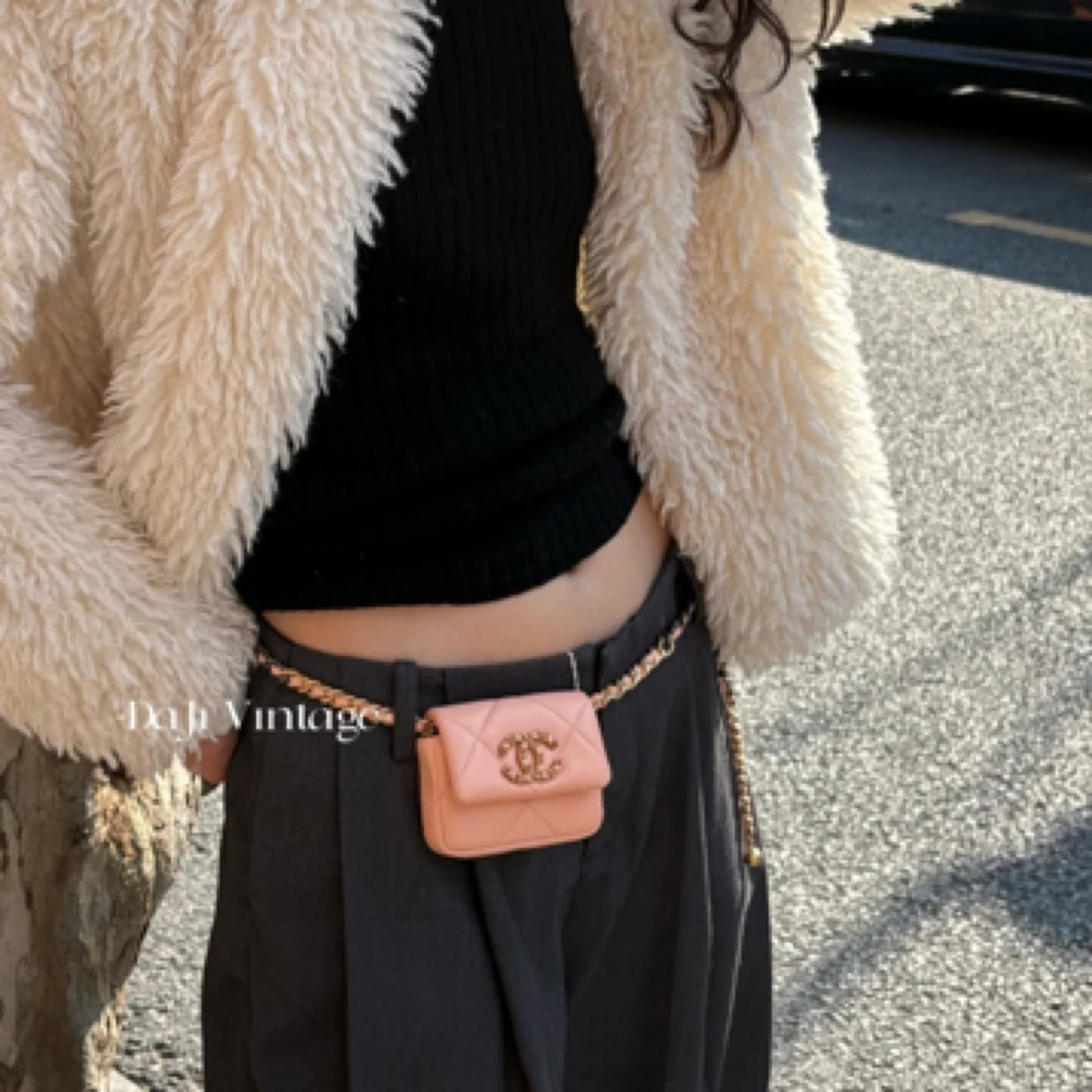99新 Chanel/香奈儿 大吉中古／sh／Chanel香奈儿19bag腰包粉色