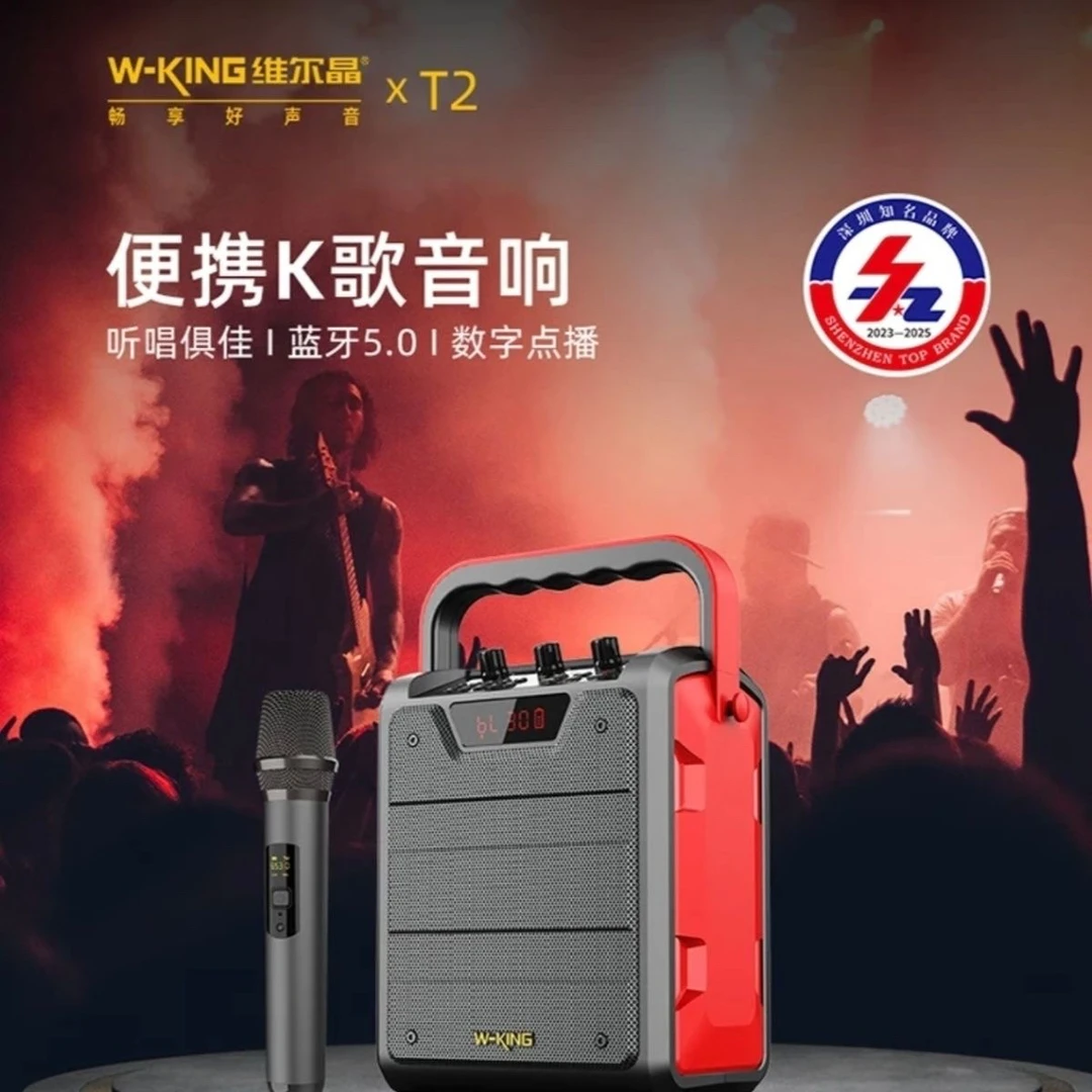 维尔晶T2户外便携手提蓝牙唱歌无线话筒广场舞大音量
