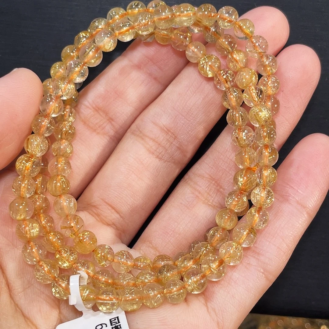 发晶未镶嵌手链多圈发晶5mm