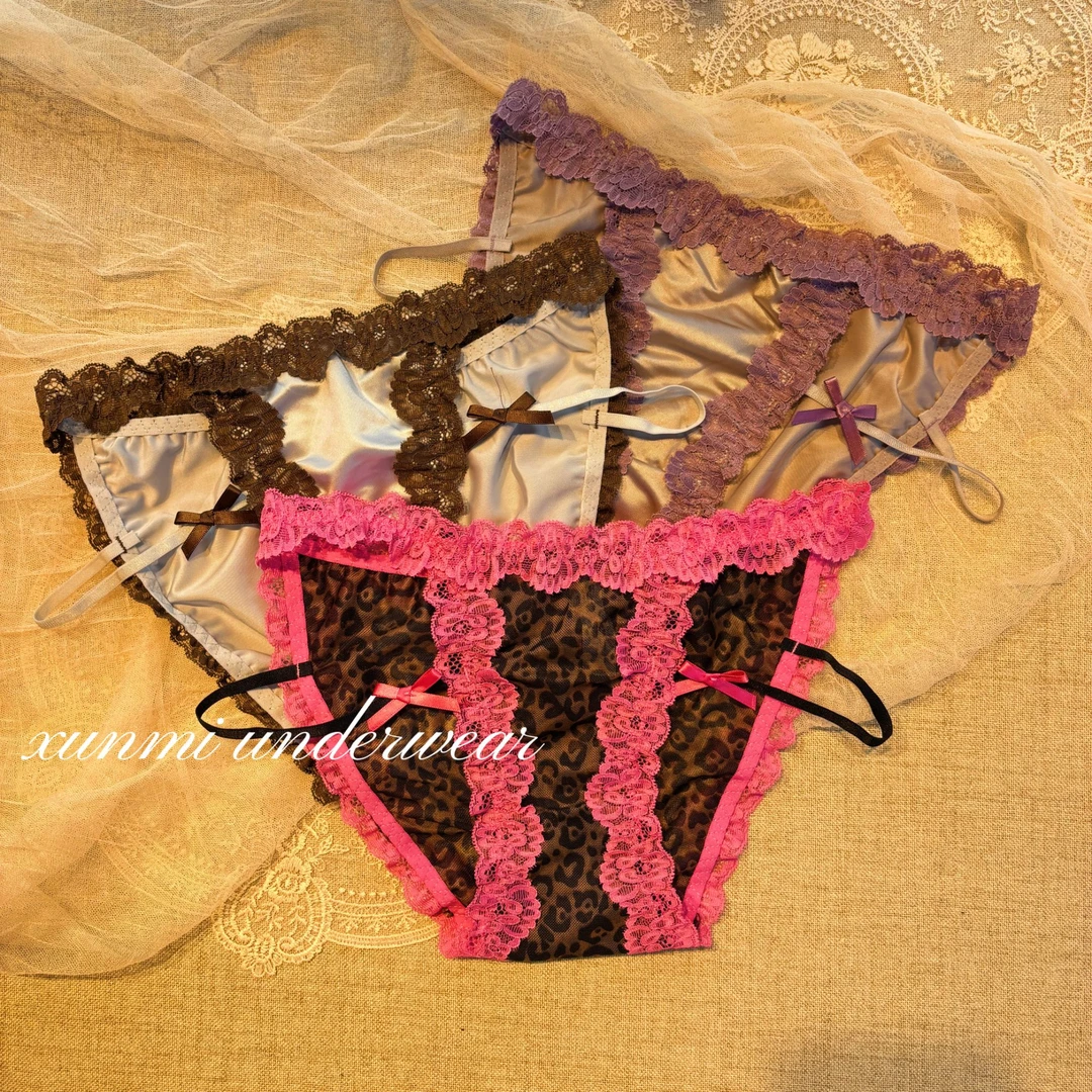 女士拼接时尚性感镂空性感风豹纹诱惑舒适内裤薄款女三角内裤蕾丝
