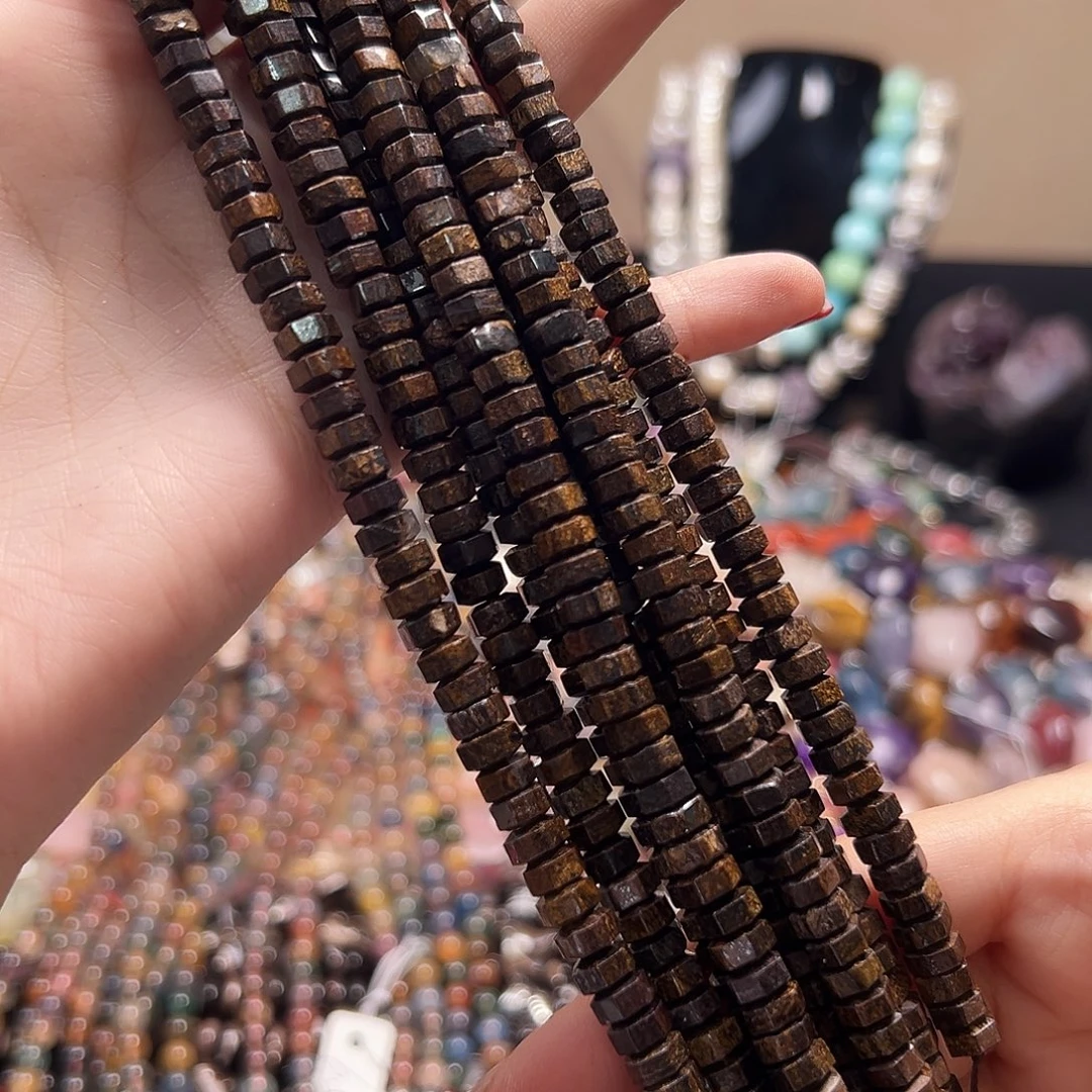 玛瑙/玉髓合金珠宝半成品B682古铜辉隔珠6*3.5mm