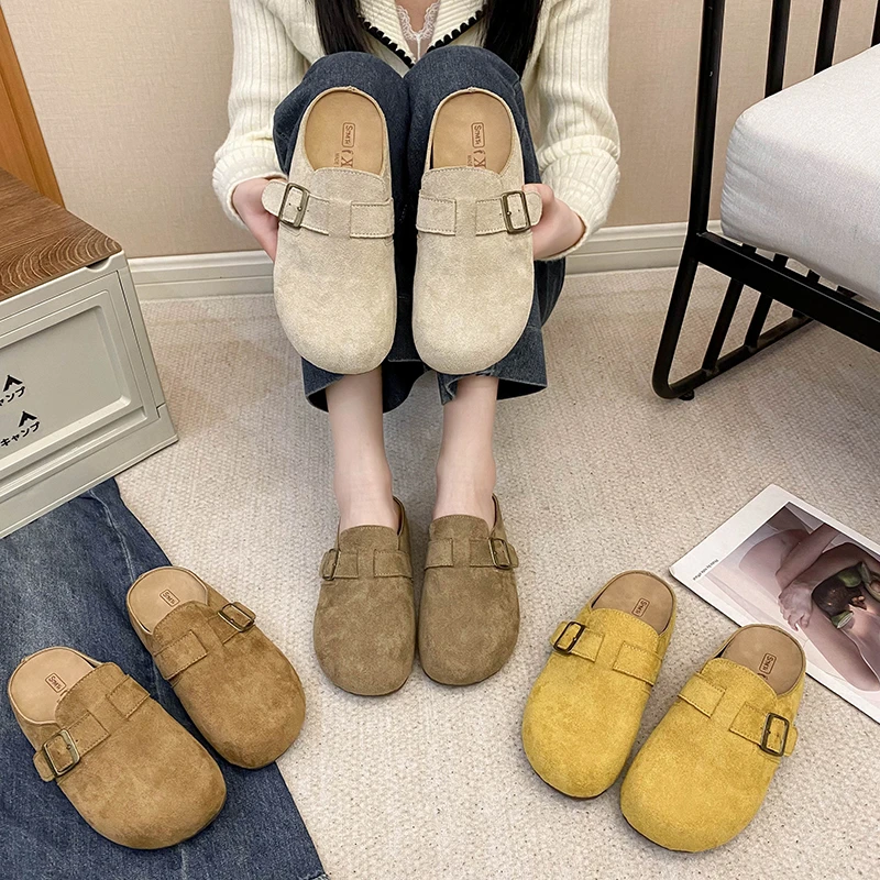 博肯半拖鞋女春夏季2025新款外穿半包头拖鞋子凉拖法式厚底勃肯鞋
