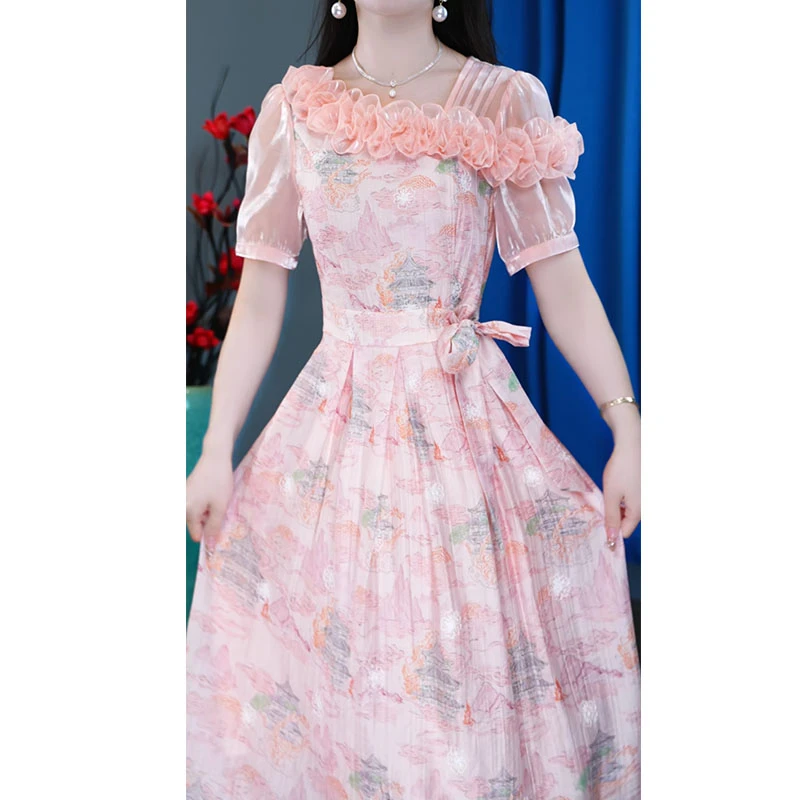 法式轻奢时尚气质显瘦中长款修身优雅连衣裙