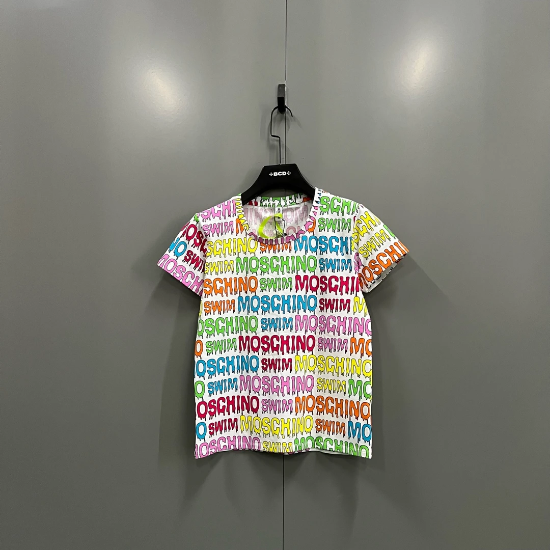 99新 Moschino/莫斯奇诺 tt5 多彩卡通字母满印短袖 S码/606737