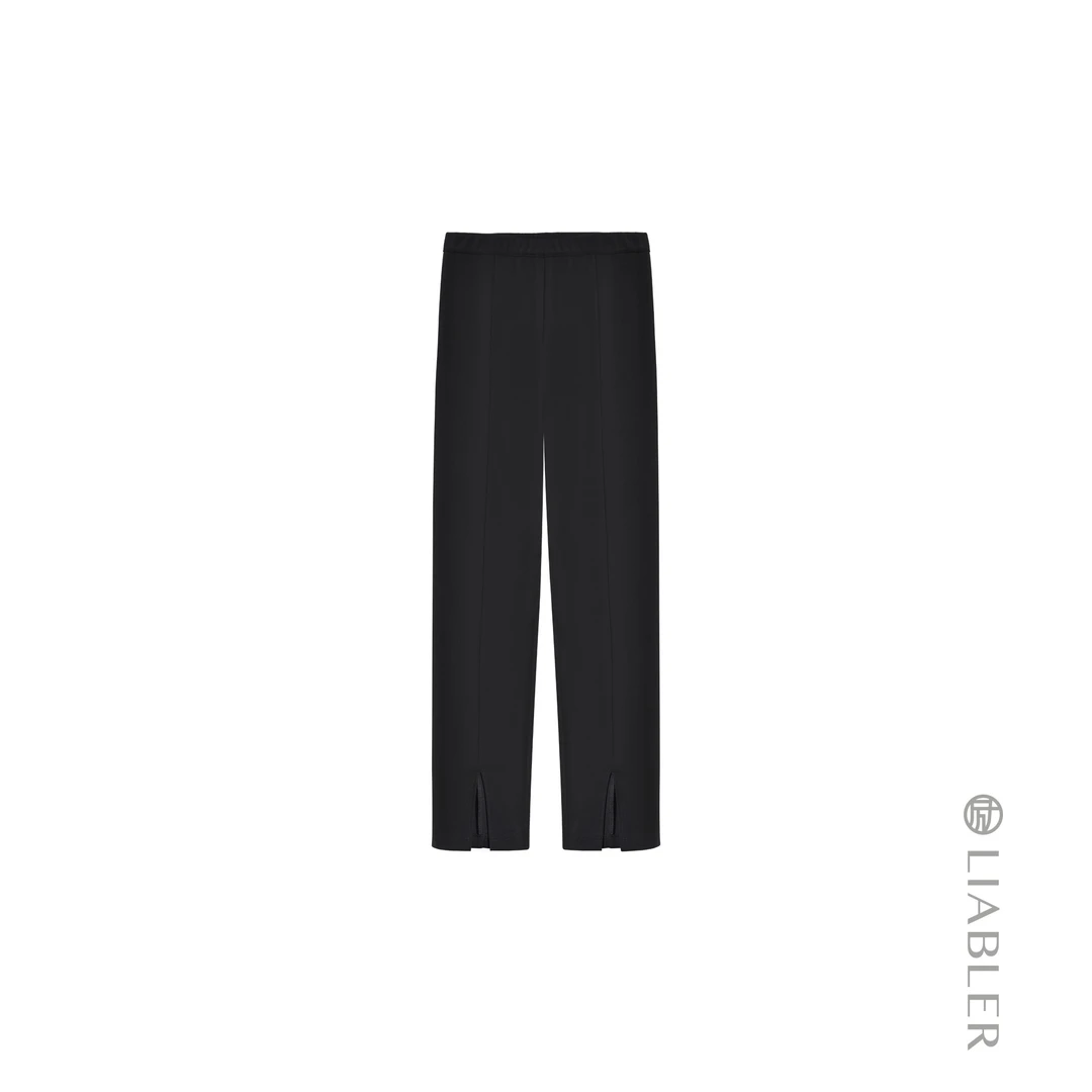 LIABLER/励 X25春夏修身微弹分叉女士黑色百搭小黑裤 LSS25289T