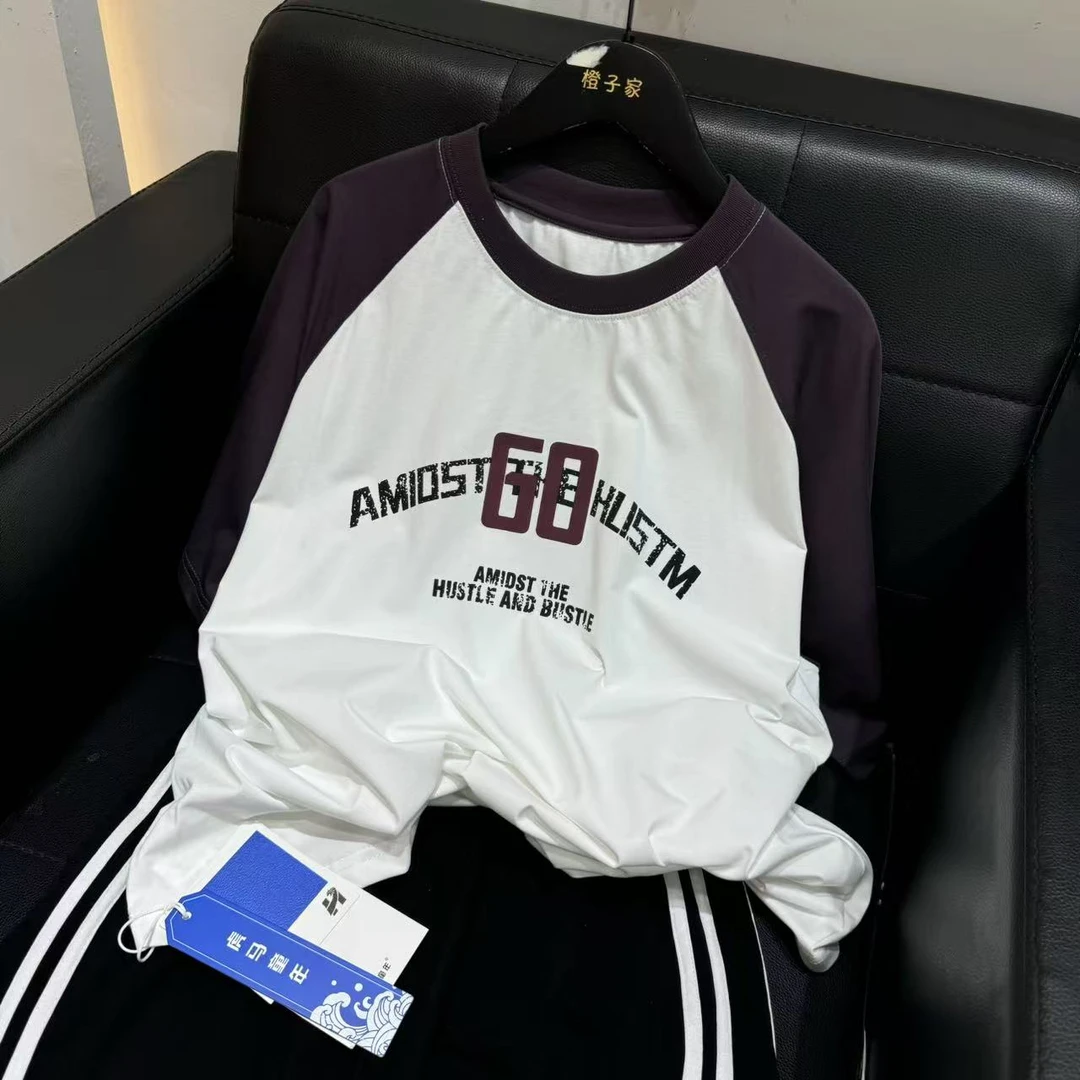 橙子家 5086#红色60印花潮牌短袖