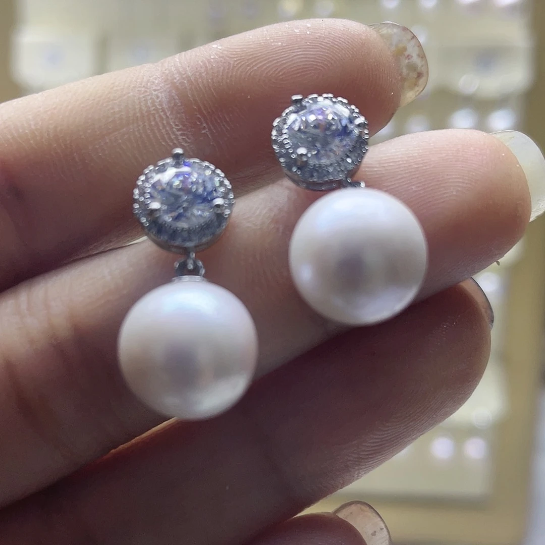 淡水珍珠耳饰银S925镶嵌