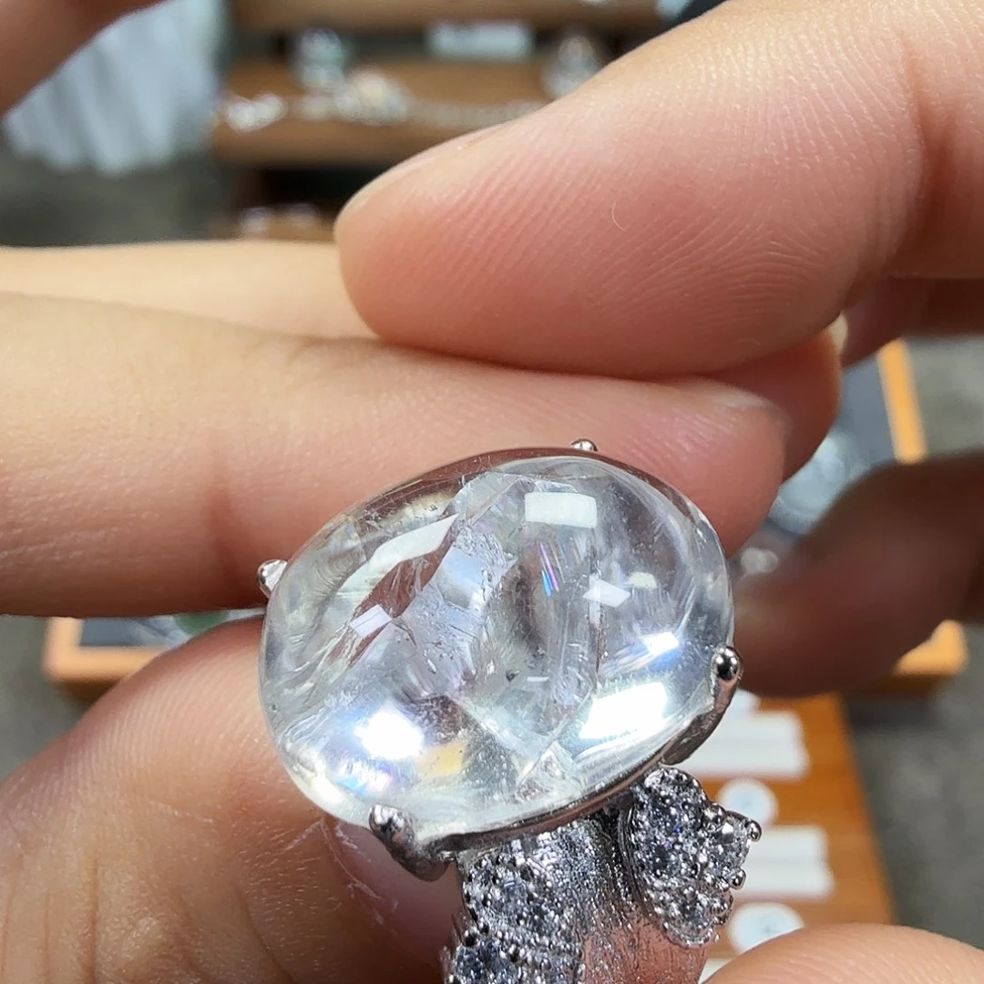 银S925镶嵌戒指水晶
