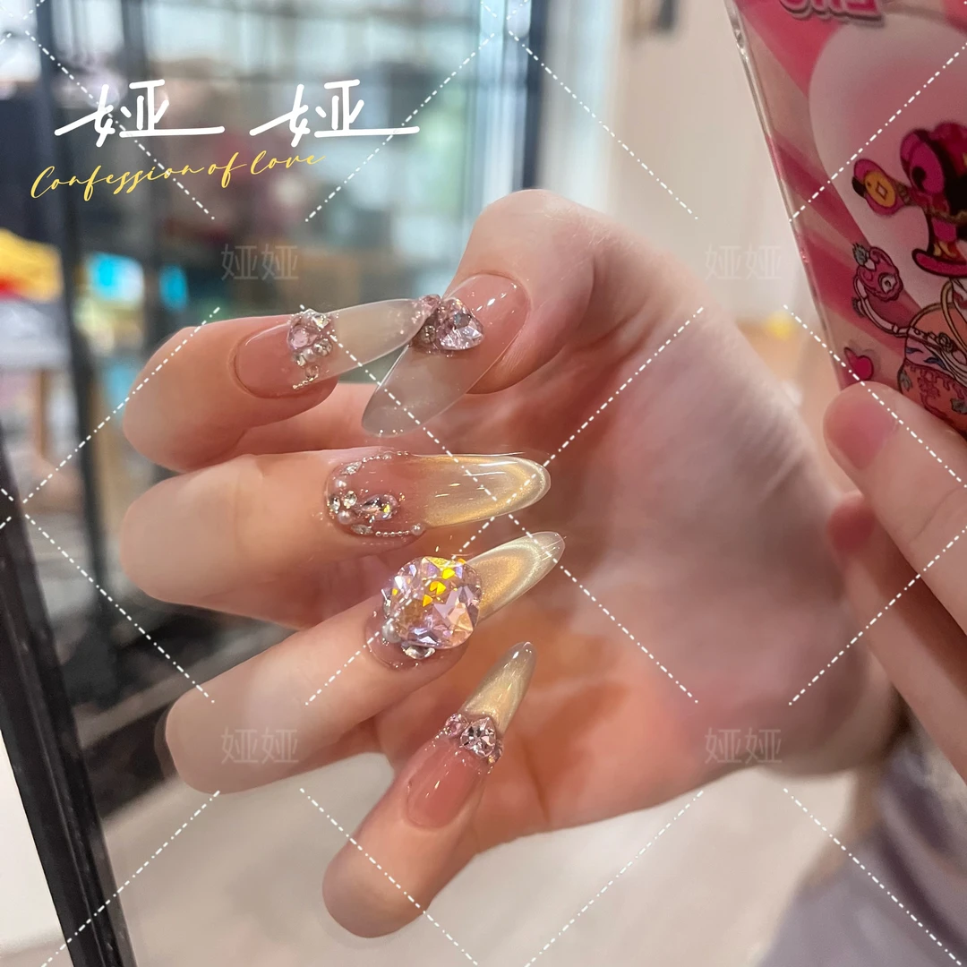 【清月玉珠】纯手工穿戴甲轻奢显白爆款美甲十片装