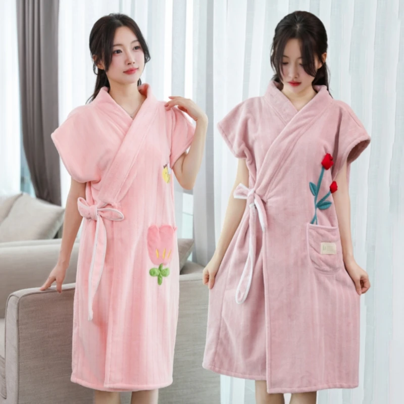 可穿式浴巾浴袍男女春夏秋款新款女非全棉纯棉可裹情侣款浴裙睡袍