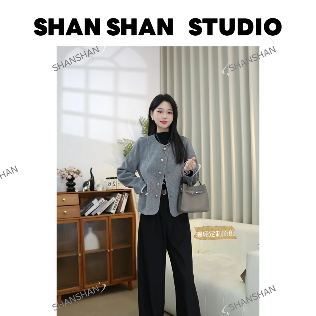 【Friay&SS】“小众高奢女神”双面羊毛气质轻奢小香风短外套Z926