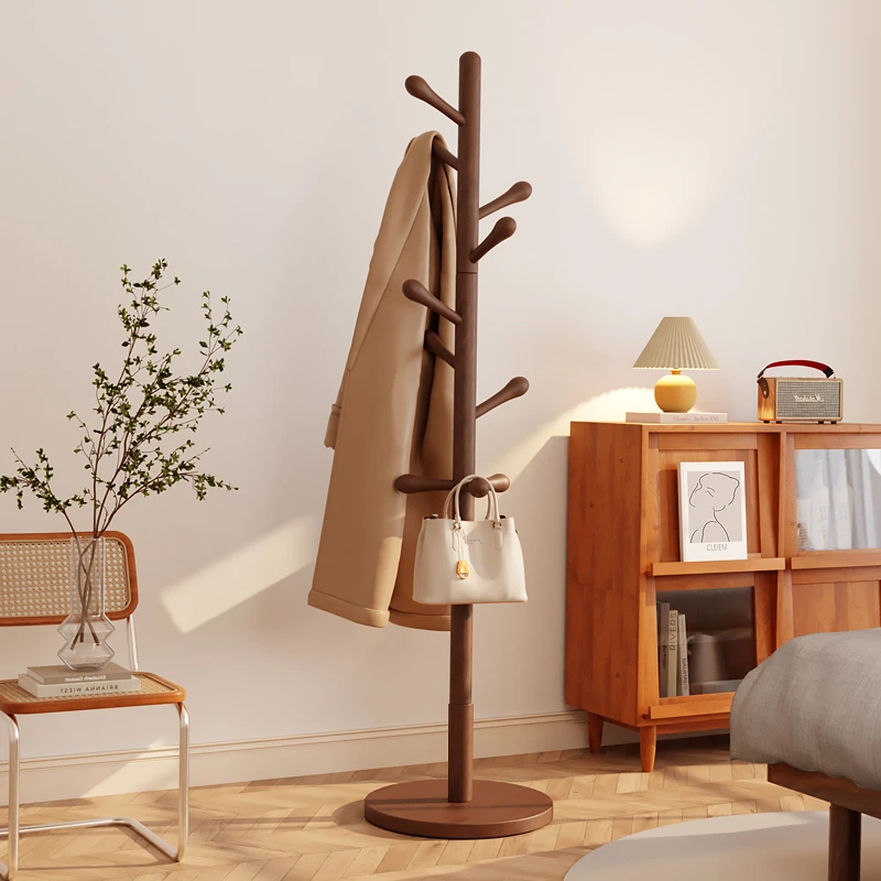 全实木衣帽架家用客厅玄关挂衣架子现代简约风室内衣服收纳晾衣架