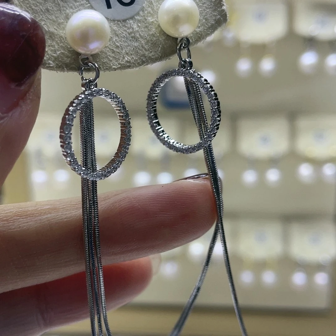 淡水珍珠耳饰银S925镶嵌