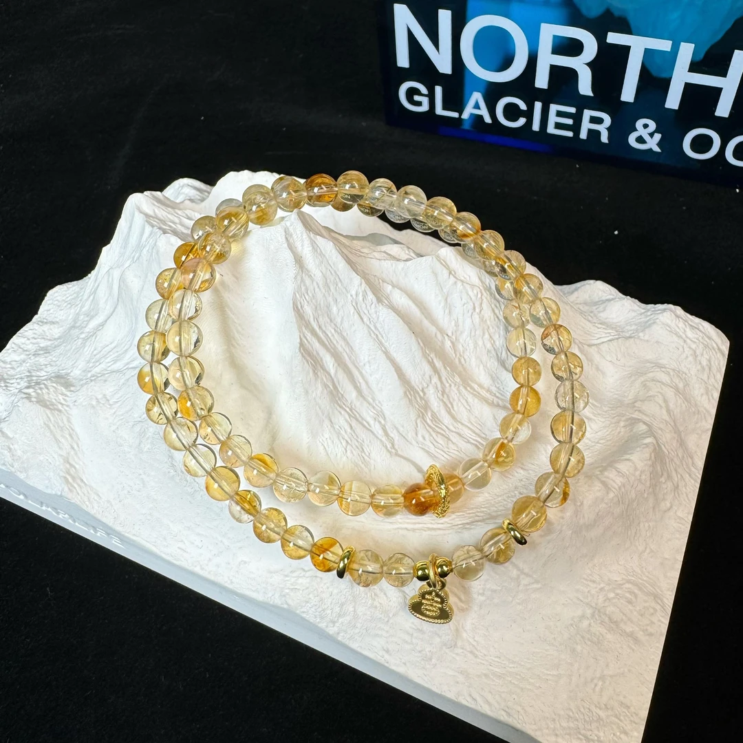 【黄塔晶双圈H57】天然水晶手串原创小众设计