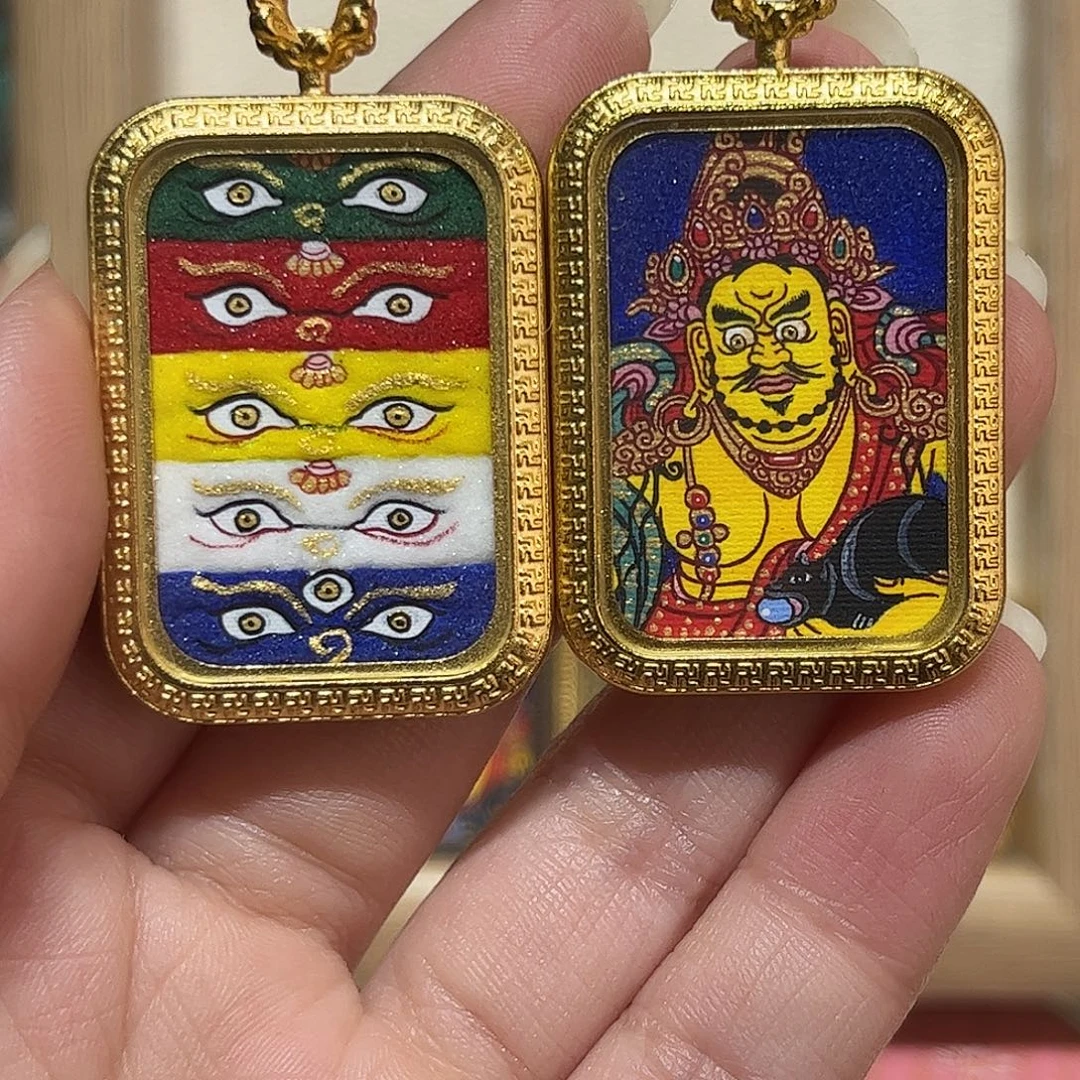纯手绘唐卡黄财双面