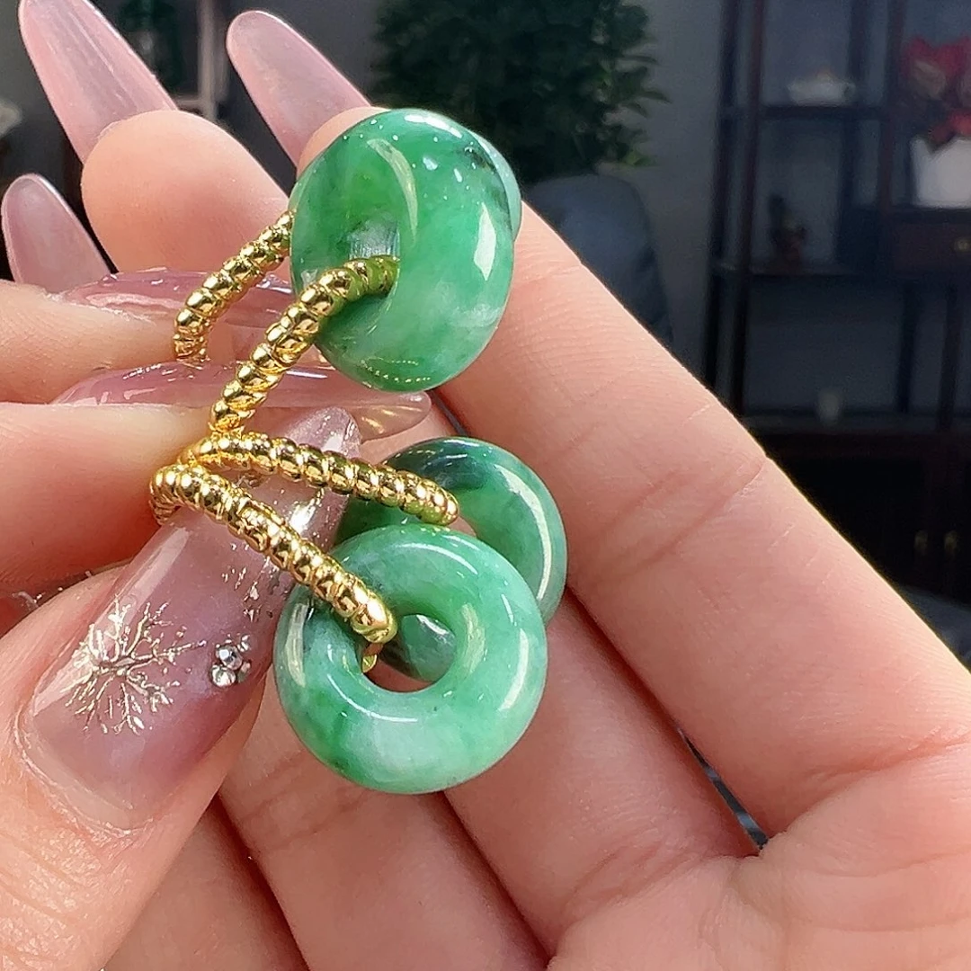 翡翠耳饰银S925镶嵌多样性发货一幅