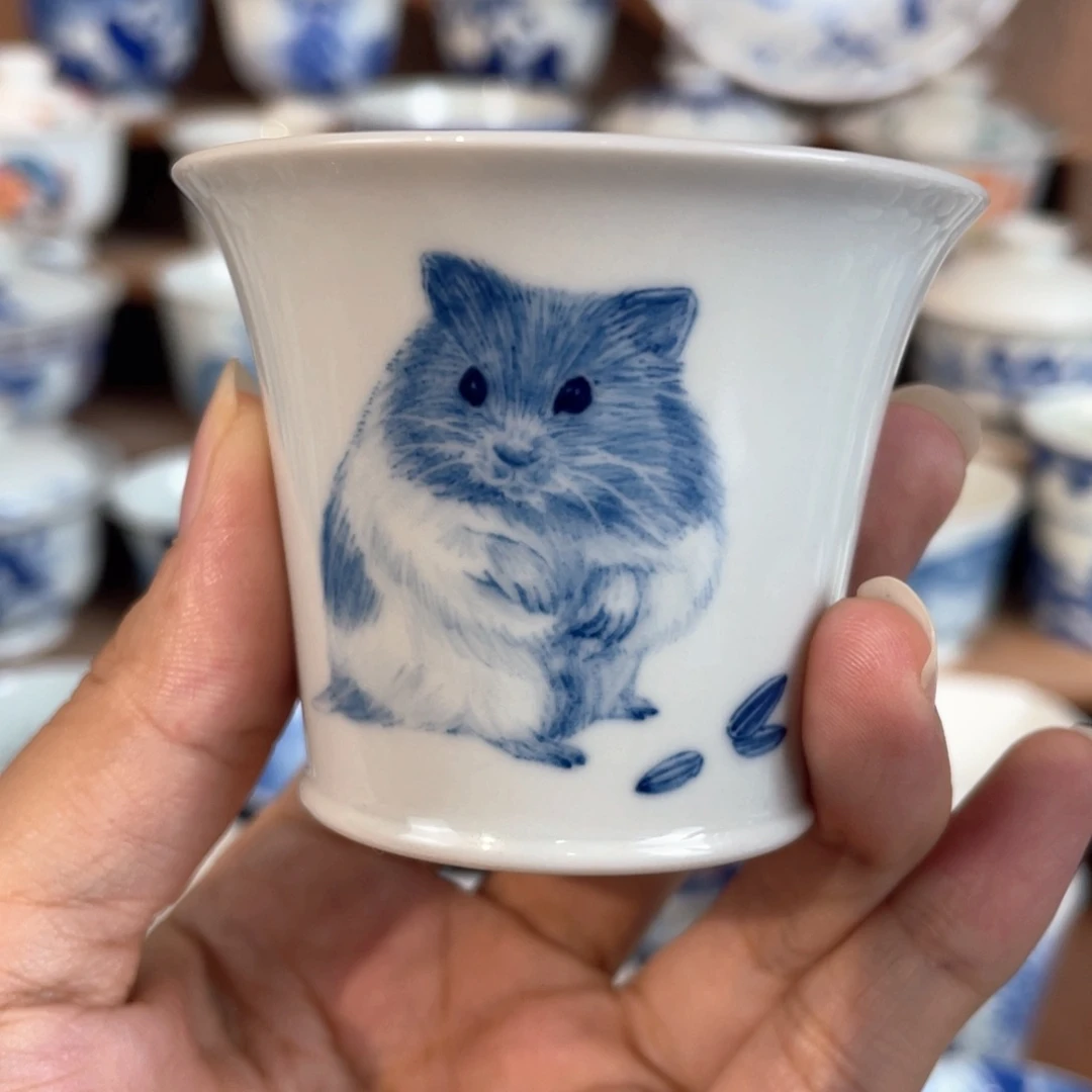 泥藝瓷梦仓鼠马蹄杯