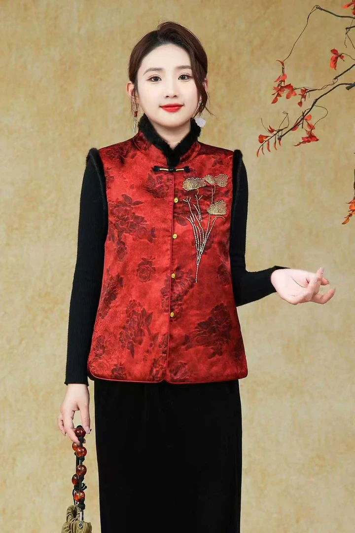 12.16加厚国风毛领马甲25471