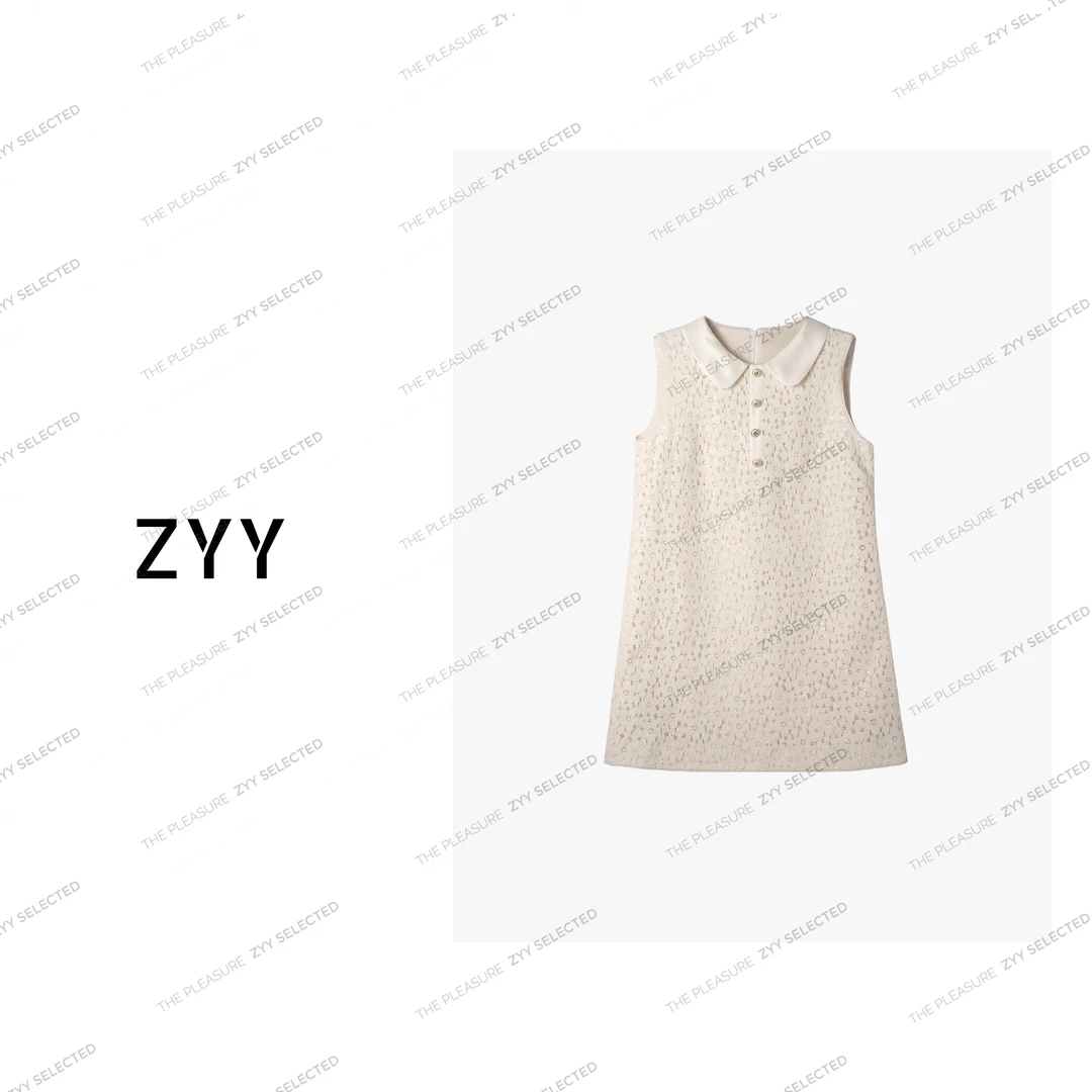 ZYY【月亮茶会】2025S/S新品夏季亮片蕾丝无袖连衣裙女X25XLYQ01168
