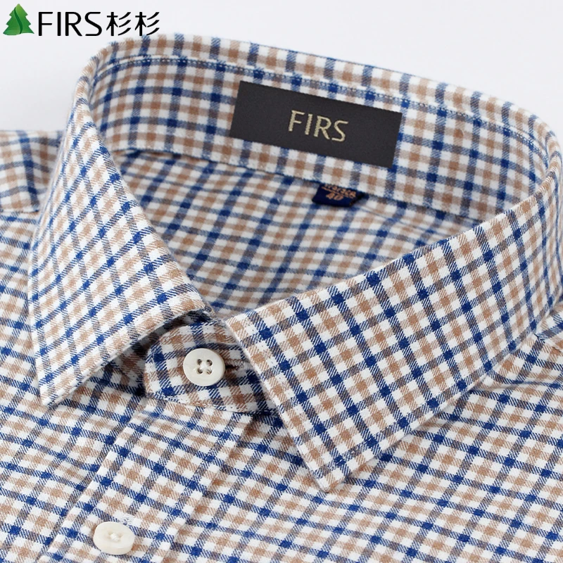 杉杉春秋季长袖男衬衫纯棉磨毛时尚百搭亲肤透气休闲通勤格子衬衣