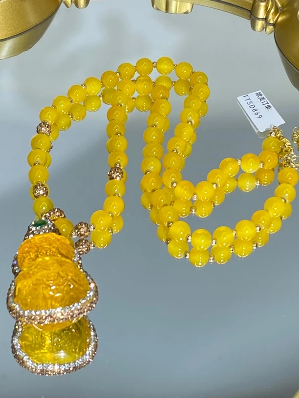 铜合金合成锆石项链 TTSD 黄色葫芦时尚潮流百搭款毛衣链 869