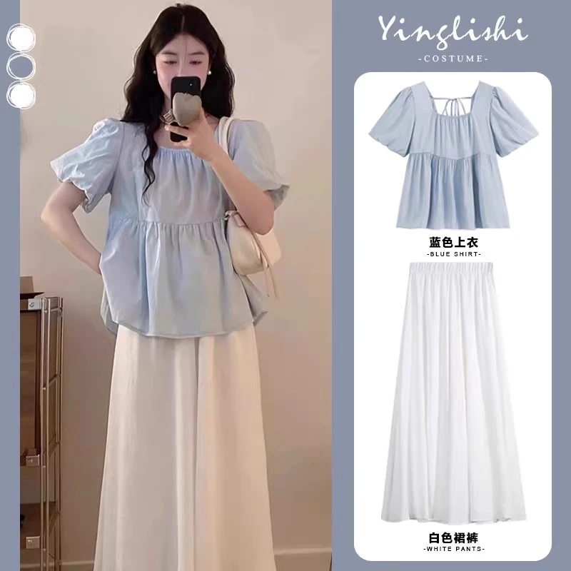 夏装一整套茶系穿搭韩剧多巴胺减龄轻熟漂亮雪纺裤裙套装裙子女
