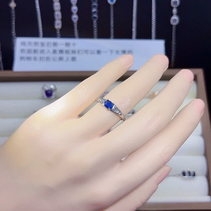 戒指蓝宝石银S925镶嵌