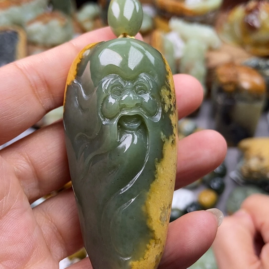 岫岩河磨玉（透闪石质玉）手把未镶嵌一*