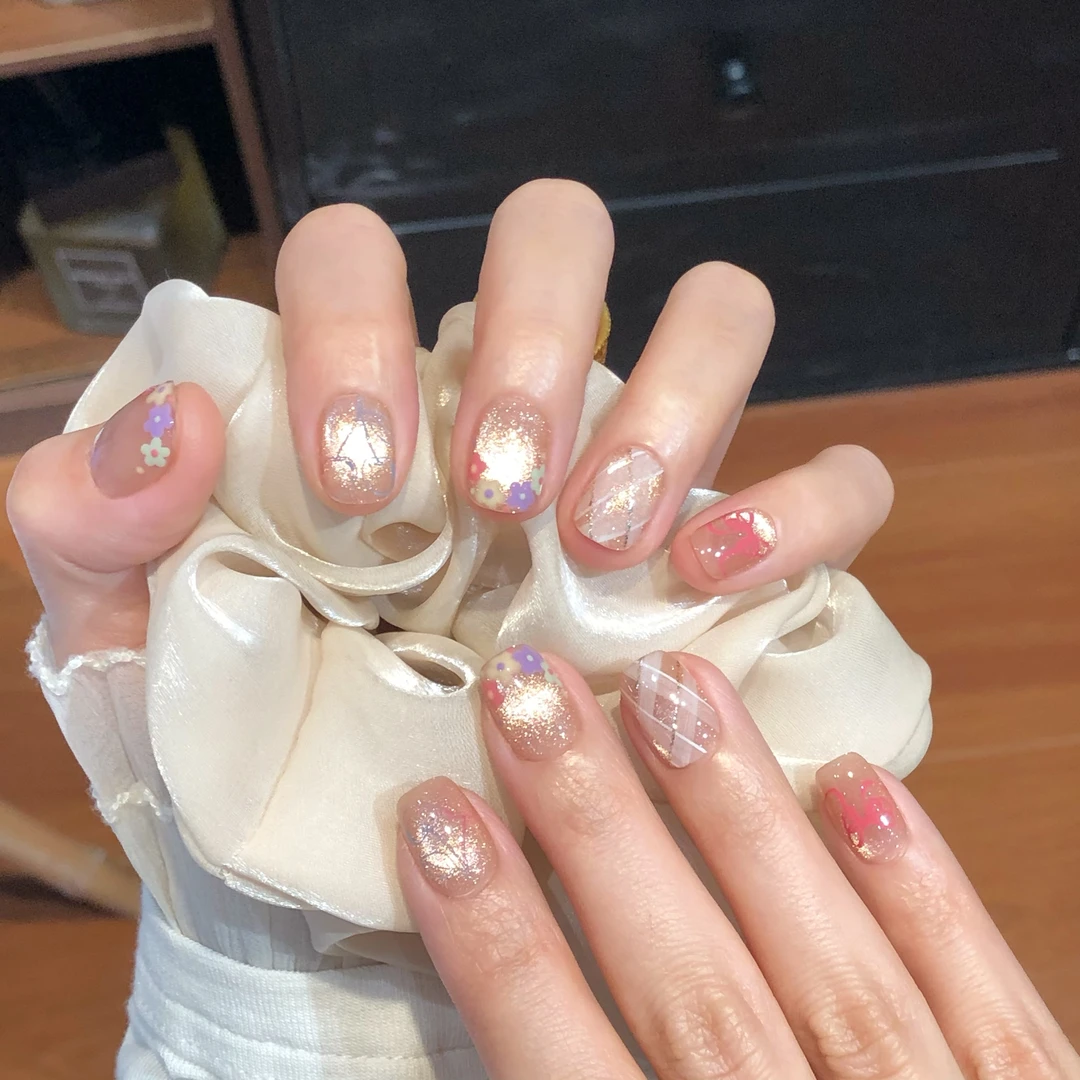 喵公子【落日花园】纯手工穿戴甲可拆卸美甲光疗甲