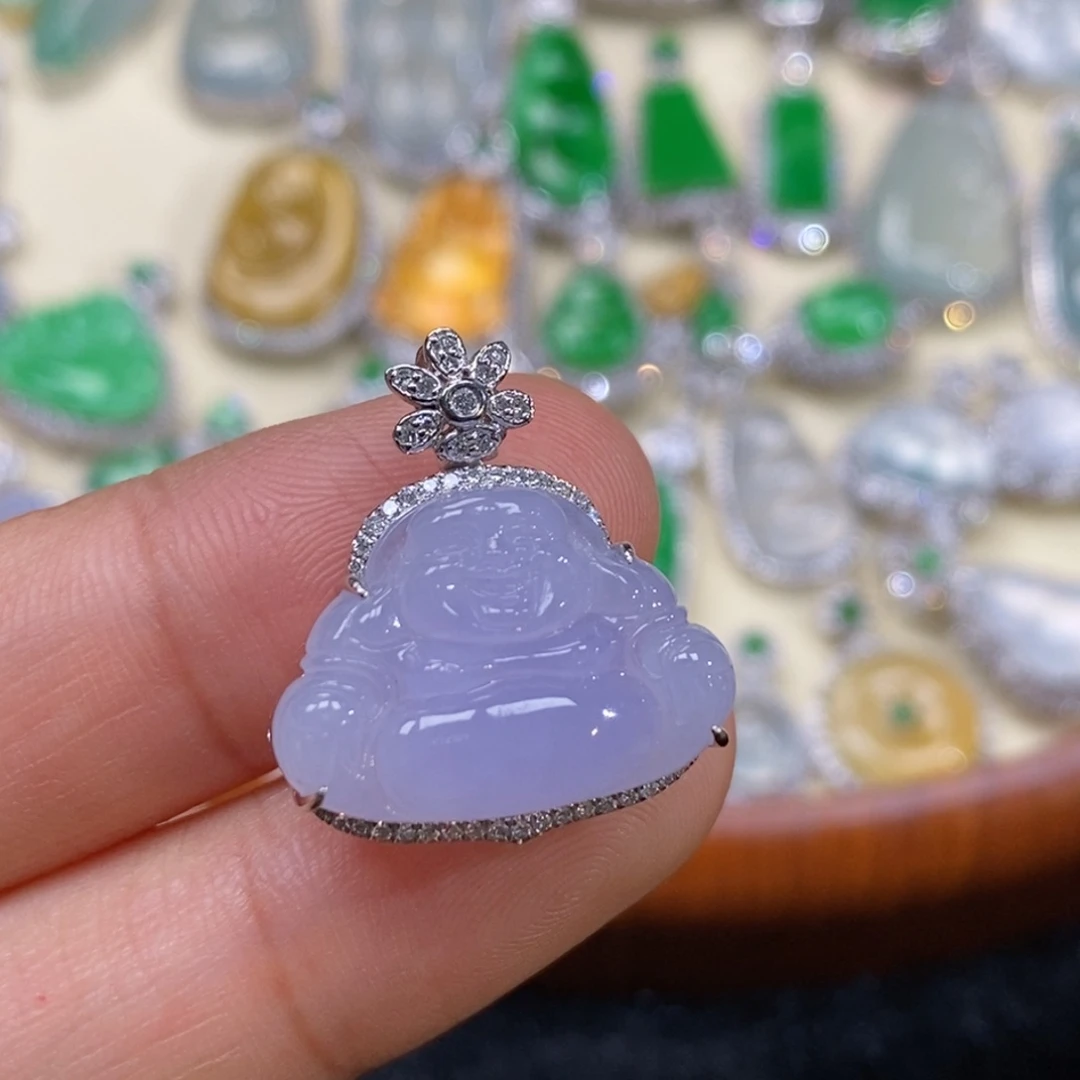 翡翠18K金镶嵌吊坠(赠链)