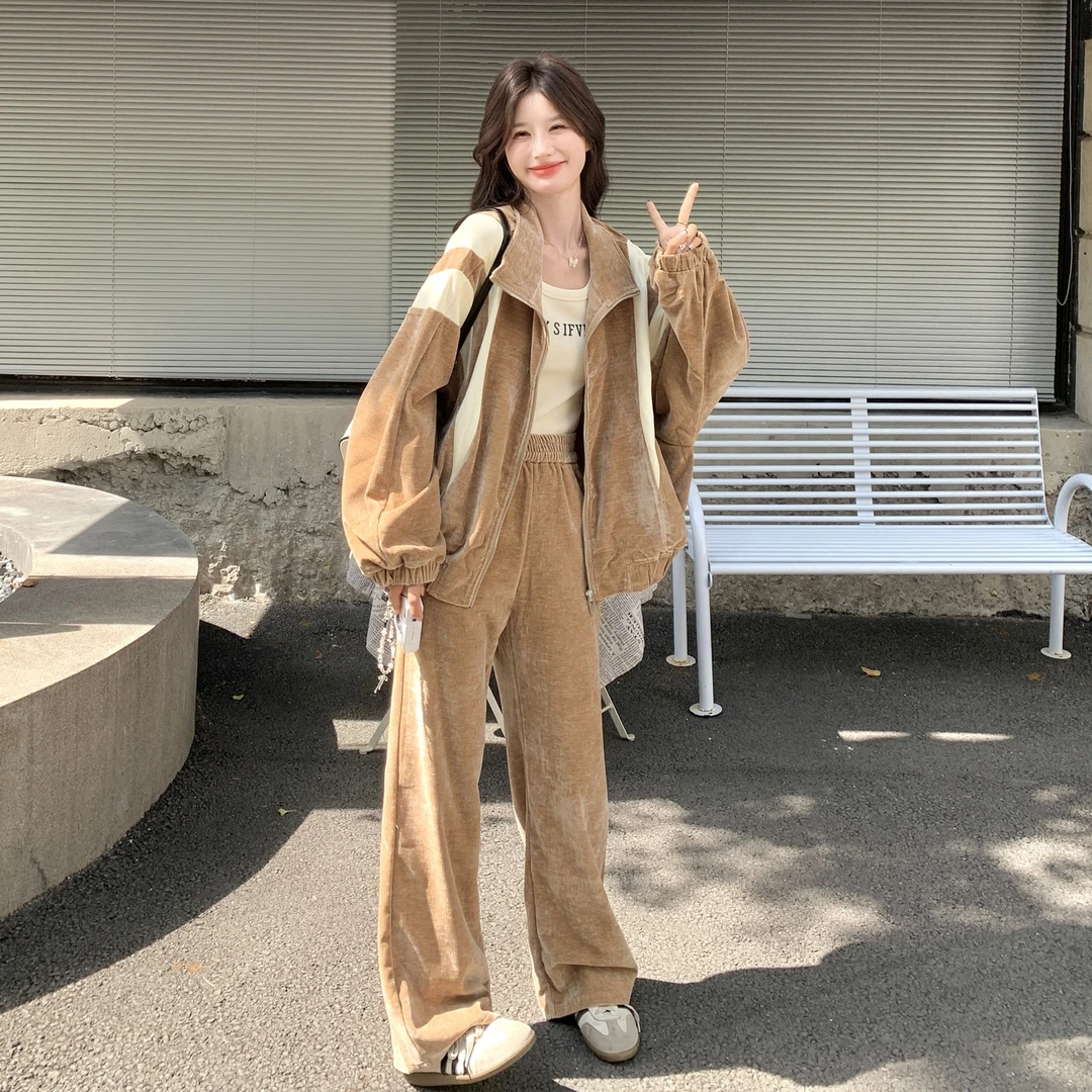 盐系甜酷风减龄百搭套装女秋季新款时尚通勤休闲外套阔腿裤两件套