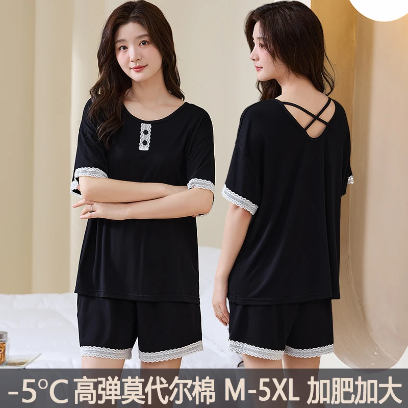 2025新款睡衣女夏季薄款冰丝凉感短袖短裤莫代尔可外穿家居服套装