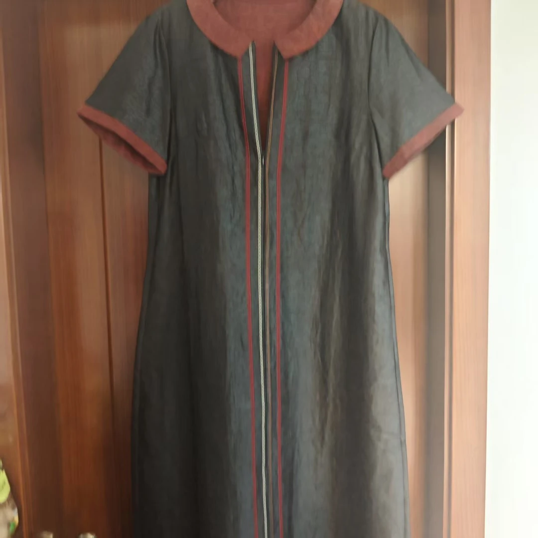 LY1165优雅气质龟裂纹遮胯香云纱女高端小香风夏季连衣裙中长款