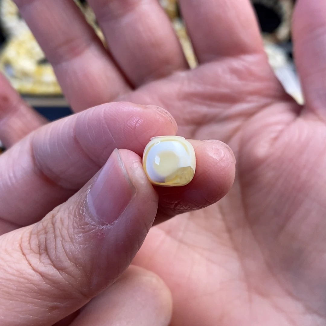 蜜蜡未镶嵌裸石金瓷白溶洞老型单珠9.5