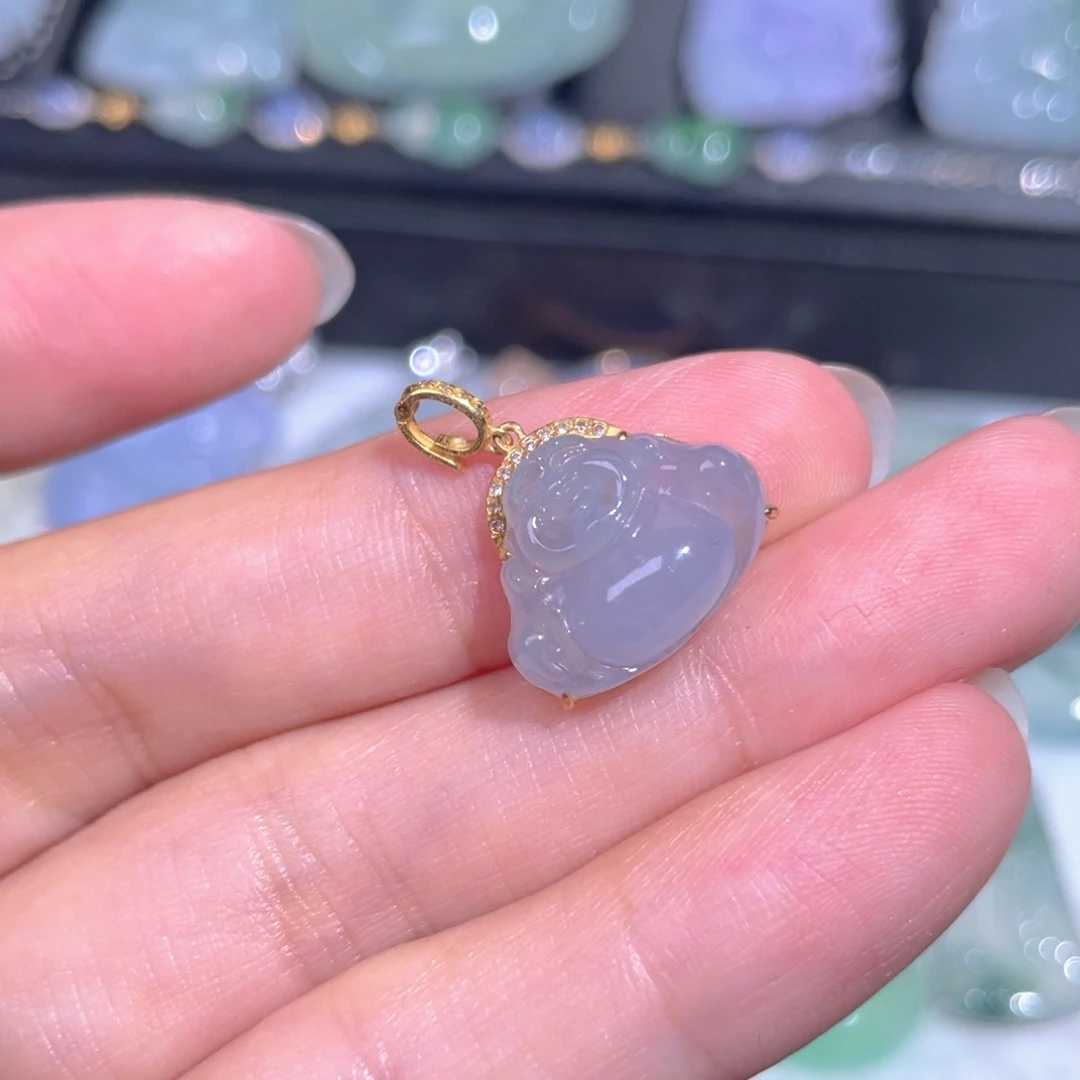 颈饰18K金镶嵌翡翠翡翠