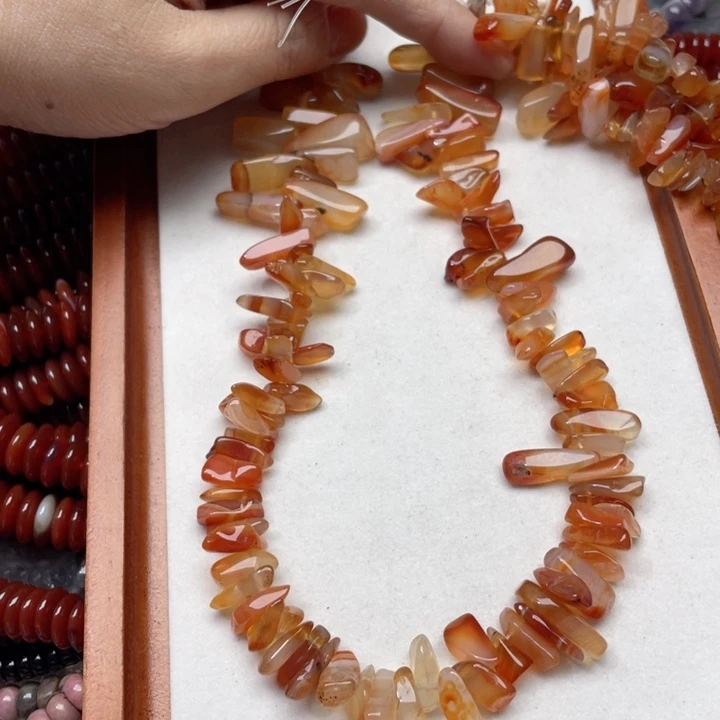 玛瑙/玉髓合金珠宝半成品一条红玛瑙卡子